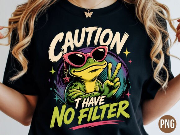 Download Caution No Filter Frog PNG Shirt - Filter Collection